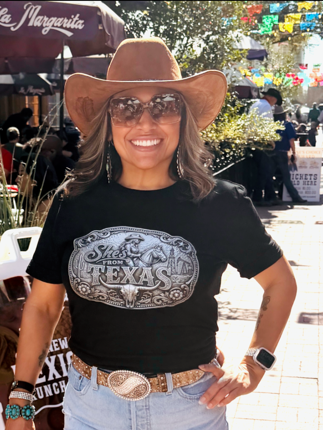 She’s From Texas Silver Buckle T- Shirt